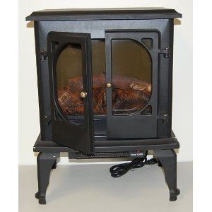 Portable Electric Fireplace Compact Heater Vintage Antique Stove Look