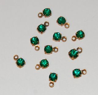  12 Rhinestone Dangle Beads Bead Doll Jewelry Emerald Green 17SS