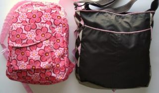 Pink Floral Backpack Eastsport Brown Argyle Bag 2 Pcs