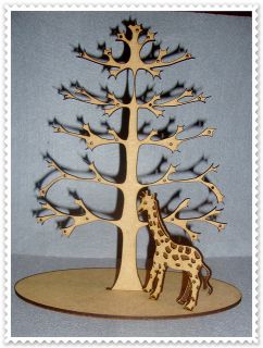 Expositor de madera para pendientes forma de arbol + jirafa