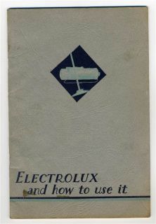 1935 Electrolux Vacuum Cleaner Air Purifier How to Use It Booklet