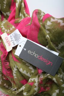 Echo Design Pink Olive Green Scarf MSRP 32 00