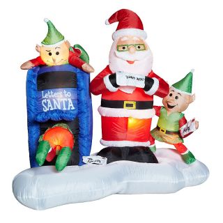 Winter Lane 6 Airblown Inflatable Santa and Mailbox with Elves