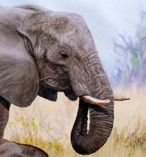 Elephant Family Original Oil Painting on Canvas Jason Morgan Wildlife