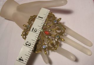 Vtg Brooch Emmons Aurora Borealis Rhinestone Costume Jewelry Huge Pin