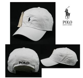 Polo Baseball Cap Golf Tennis Sports Hat White with Dark Blue Small