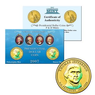 Coin Collector 2007 P & D 24K Gold Plated Hologrammed Jefferson Coins
