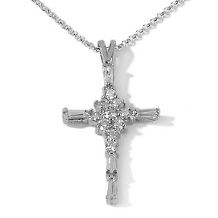 absolute rounds and baguettes cross pendant w 18 chain d