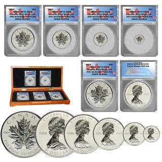  Coins Silver Coins 2013 RP70 ANACS 25th Anniversary Maple Leaf 5pc Set