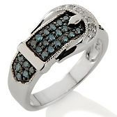 31ct Colored and White Diamond Sterling Silver Buckle Ring