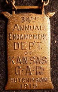 Civil War Gar Kansas Encampment Medal 1915 