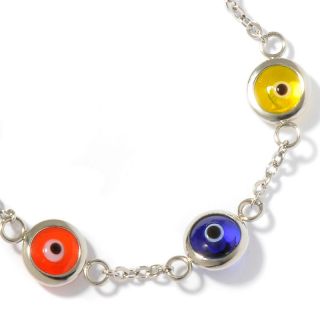 Stately Steel Evil Eye Cable Link 7 1/4 Bracelet