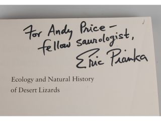 Inscribed For Andy Price   Fellow Saurologist, Eric Pianka