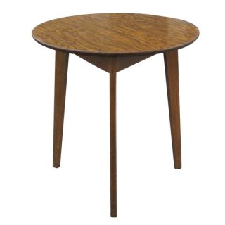 vintage round side low end table featuring a laminate top exotic grain