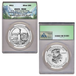 2011 Gettysburg National Military Park Coin, 5 oz Silver at
