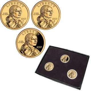 Coin Collector 2007 Sacagawea Golden Dollar Set From P, D and S Mints