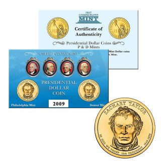 2009 Zachary Taylor 24K Gold Plated BU P  and D Mint Presidential