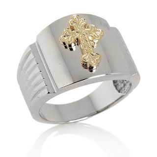 Michael Anthony Jewelry Mens Sterling Silver and 10K Cross Ring