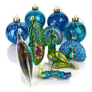 177 362 winter lane winter lane set of 10 peacock glass ornaments note