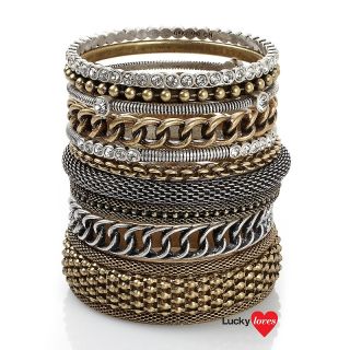  Graziano Megawatt Metals Set of 10 Mixed Chunky Bangle Bracelets