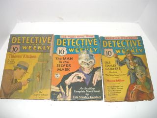 DETECTIVE FICTION WEEKLY ERLE STANLEY GARDNER SILVER MASK THIEVES