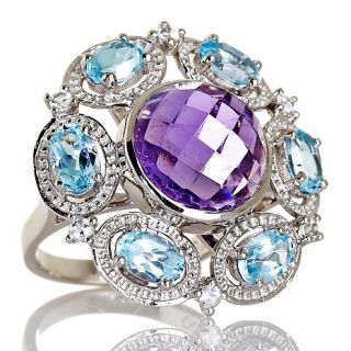 Treasures of India 11.73ct Amethyst and Topaz Sterling Silver Ring at
