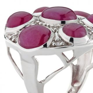 Carlo Viani 12.48ct Ruby and White Topaz Sterling Silver Cabochon Ring