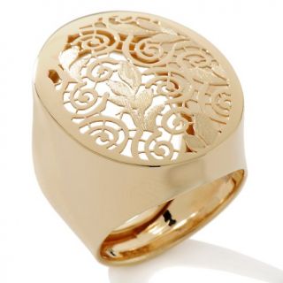 14K Laser Cut Floral Lace Oval Ring