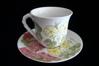 Ernestine Salerno Hand Painted Plate Cup Saucer Italy