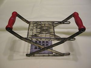 Vintage Nutbrown English French Fry Cutter   Slicer   Press with Red