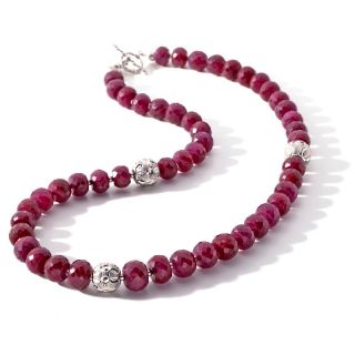  Lopez Ruby and Sterling Silver Bead 18 Necklace