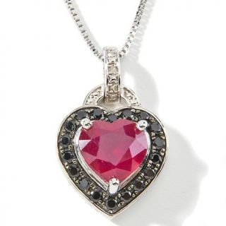  Ruby and Black Spinel Heart Pendant with 18