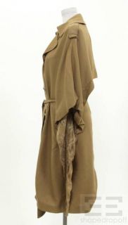 Eryn Brinie Tan Double Breasted Belted Cape Jacket Size L