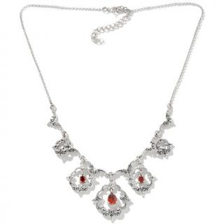  Necklaces Drop VIctoria Crowne Red CZ and Marcasite Scrollwork Drop 17