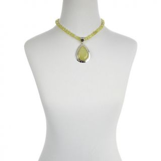  Necklaces Drop Jay King Olive Serpentine Pendant with 17 3/4 Necklace