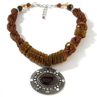  Color Stone and Recycled Glass Rings 18 1/2 Drop Necklace
