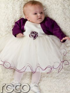 Baby Girls Purple Ivory Dress Bolero Jacket Wedding Babys Bridesmaid