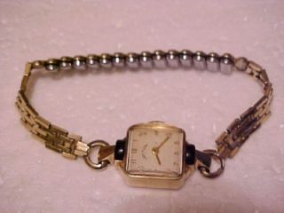 Vintage Deco Lady Elgin 14k Solid Gold Womens Wristwatch 19 Jewels
