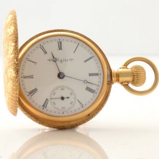 Antique 18K Gold Elgin Pocket Watch Fob 18ct Ladies 16 Jewels Hunter