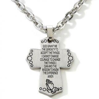  Jewelry Serenity Prayer Stainless Steel Cross Pendant with 22 Chain