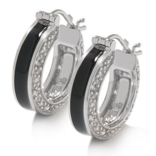  black enamel sterling silver hoop earrings rating 22 $ 44 95 s h