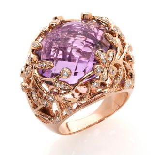  with Carol Brodie 18K Rose Gold 22.8ct Amethyst and Diamond Oval Ring