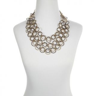  Sparkle Style Textured Circle Link 20 Necklace