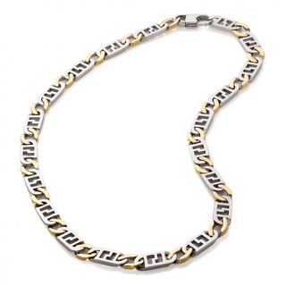 Mens Stainless Steel 2 Tone Fancy Curb Link 24 Necklace