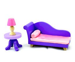 Handcrafted furniture, such as the chaise lounge with end table