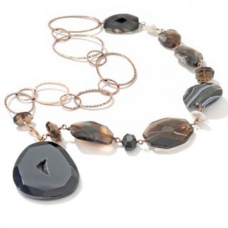  Black Agate and Multigemstone 26 Link Necklace