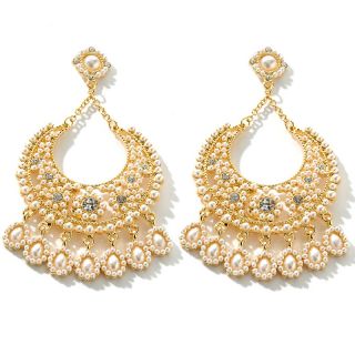  goldtone simulated pearl chandelier earrings rating 23 $ 10 00 s h