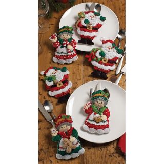 Santa and Mrs. Claus Silverware Holder Felt Applique Kit at