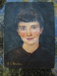 Vtg Portrait Oil Painting Valentine Davies Wife by E C Stanton Listed