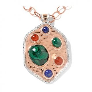  Copper and Sterling Silver Multigemstone Pendant with 24&